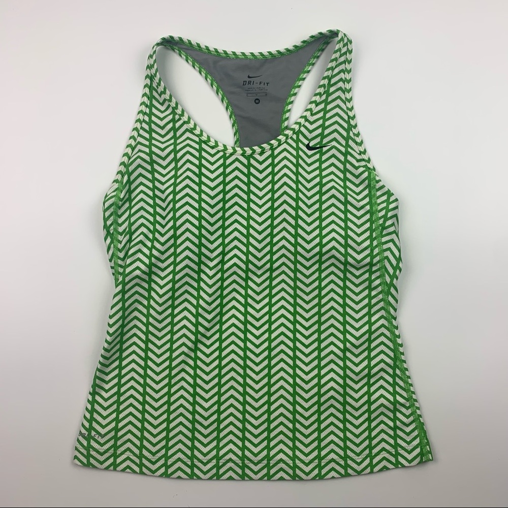 Nike Green Chevron Dri Fit Tank Bra Compression